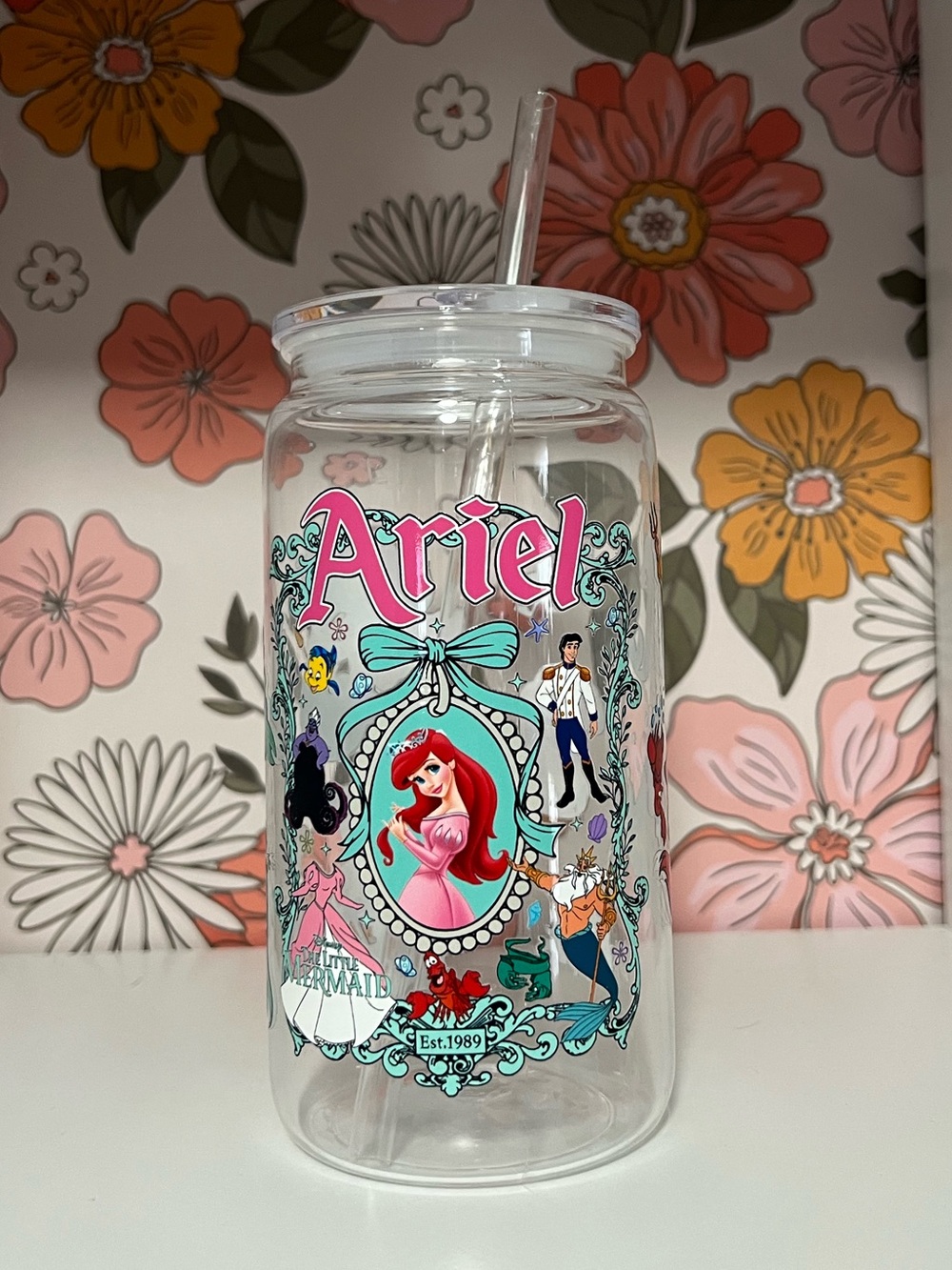 Disney Princess Ariel The Little Mermaid 18oz Plastic Tumbler Cup with Straw